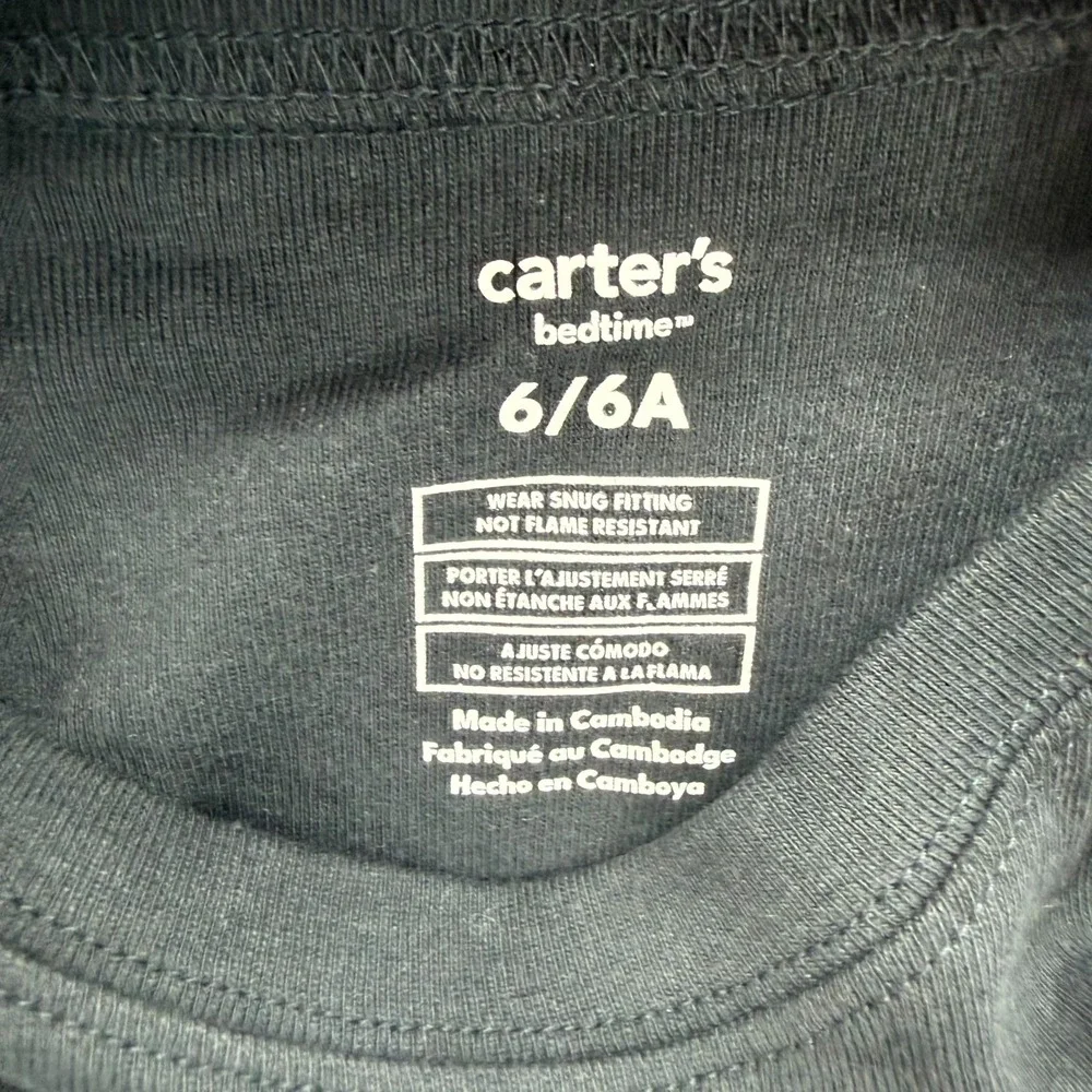 Carter's 2-Piece‎ Pajama Set Toddler Kids 6/6A Black Halloween Skeleton PJs NEW